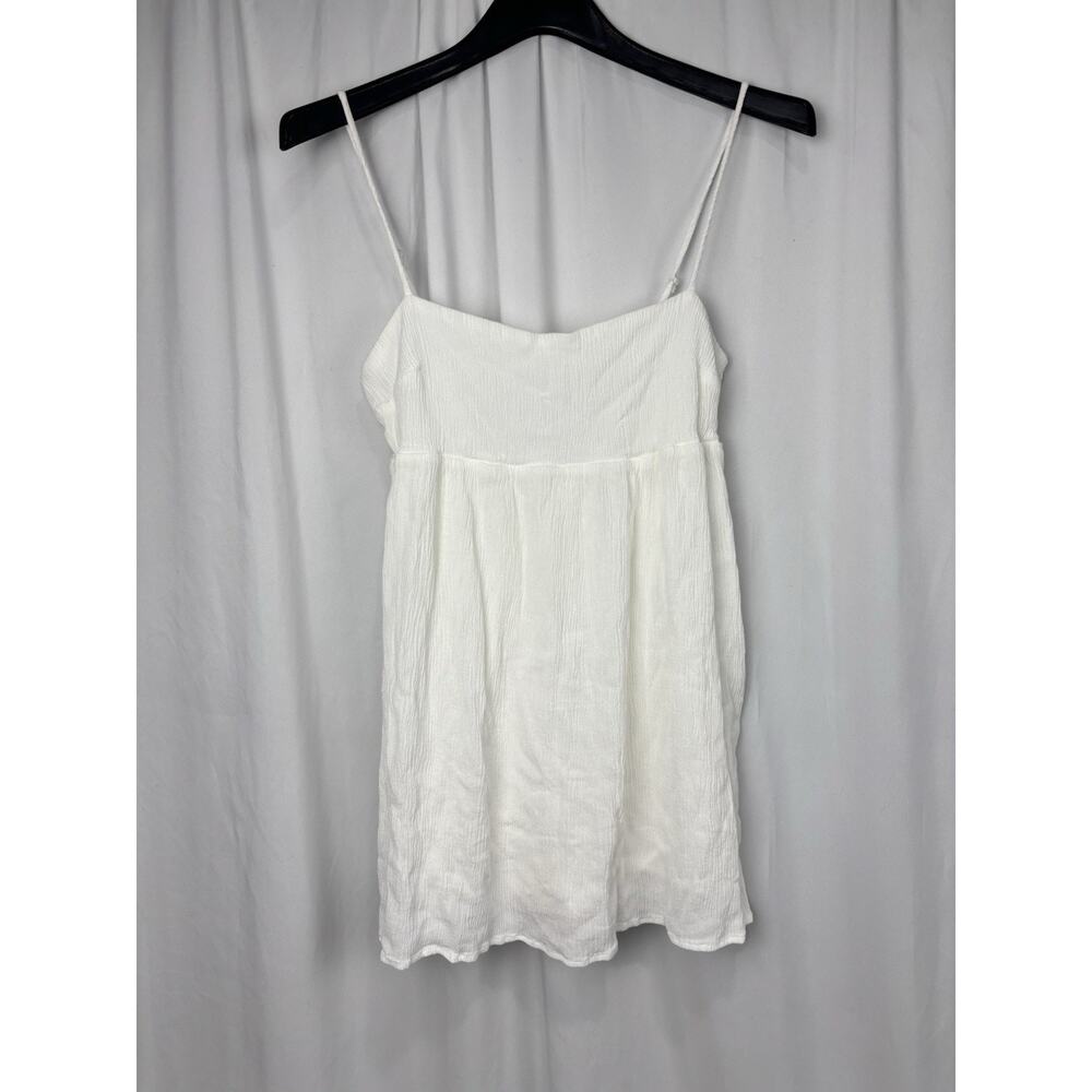 GARAGE White Textured Babydoll Mini Dress Women’s S Spaghetti Strap Summer Boho